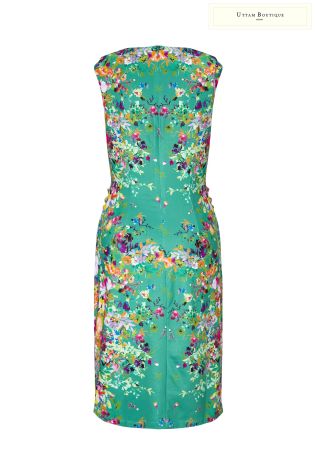 Uttam Boutique Cascading Floral Mirrored Jersey Dress